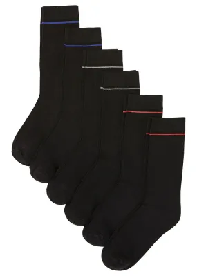 Calcetines (6 pares) con algodón orgánico Negro de rayas